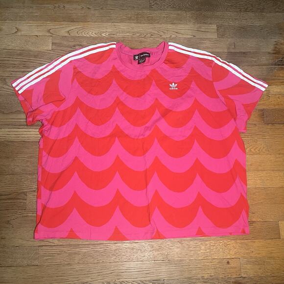 Adidas X Marimekko Shirt Wave Designer Oversized Tee Sports Pink Red 3X - Picture 3 of 15